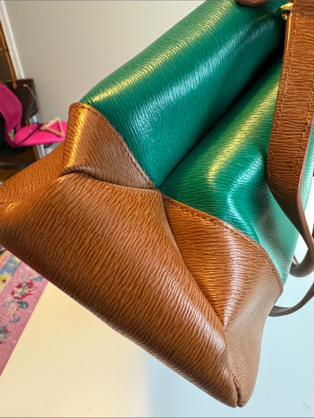Lauren Ralph Lauren Green Leather Dome Satchel Crossbody Bag - Picture 13 of 13
